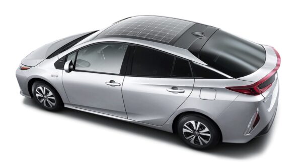 Toyota Prius equipped with solar panels roof